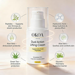 Maidlure OKOA Skin jar highlighting peptides and hyaluronic acid