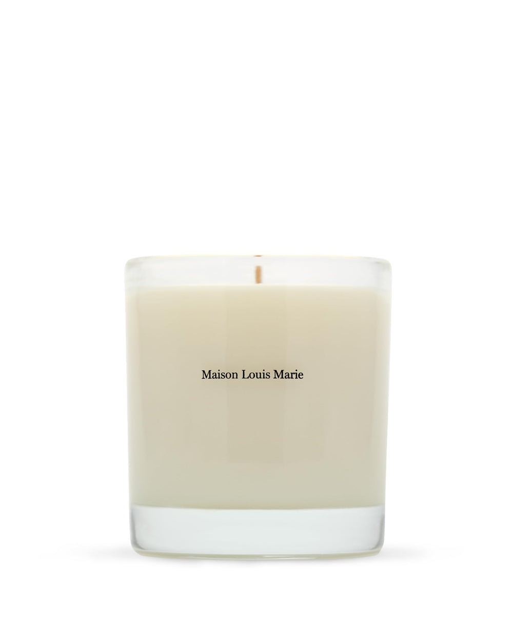 Maison Louis Marie No.04 Bois de Balincourt candle wax pool enhances even burning ambiance.