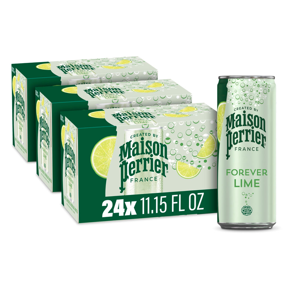 Maison Perrier Forever Lime can front view with bold bubbles for a refreshing lime experience.