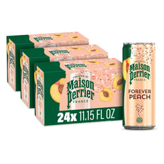 Maison Perrier Forever Peach can with crisp peach flavor and hydration appeal.