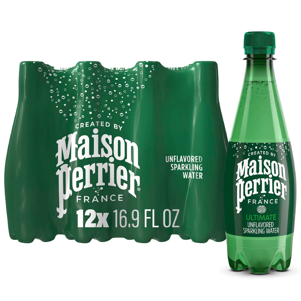 Maison Perrier Ultimate Sparkling Water bottle front, premium design and zero-calorie refreshment for everyday hydration.