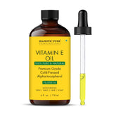 Majestic Pure Vitamin E Oil bottle for daily skin care and hydration.