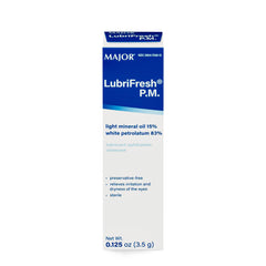 Major Lubrifresh P.M. ointment tube ready for gentle eye lubrication.
