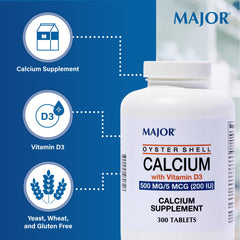 MAJOR Oyster Shell Calcium tablet being taken with a meal for daily use