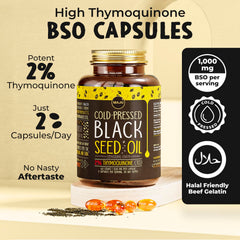 Maju Superfoods Nigella sativa seed oil 500mg capsules close view