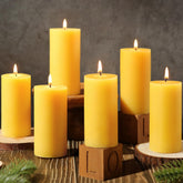 MAKALONE beeswax pillar candle 2x4in six-pack for long ambient lighting