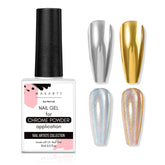Makartt Gel Top Coat for chrome powder for a smooth mirror finish.