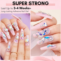 Makartt rhinestone glue 3d-art-boost enables vibrant 3D nail designs.