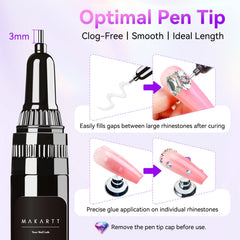Makartt glue gel with a pen tip for precise stone placement.