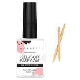 Makartt Peel Off Gel Base Coat bottle close-up shows clear base for easy removal.