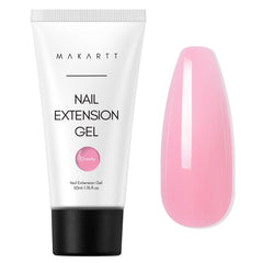 Makartt poly nail gel bottle in daisy pink for durable at-home extensions.