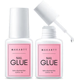Makartt Quick Nail Glue bottle and brush for precise application and strong hold.