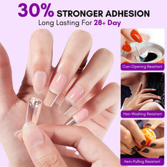 Makartt Solid Nail Glue Gel crystal-clear formula highlighted in close shot for non-yellowing nails.