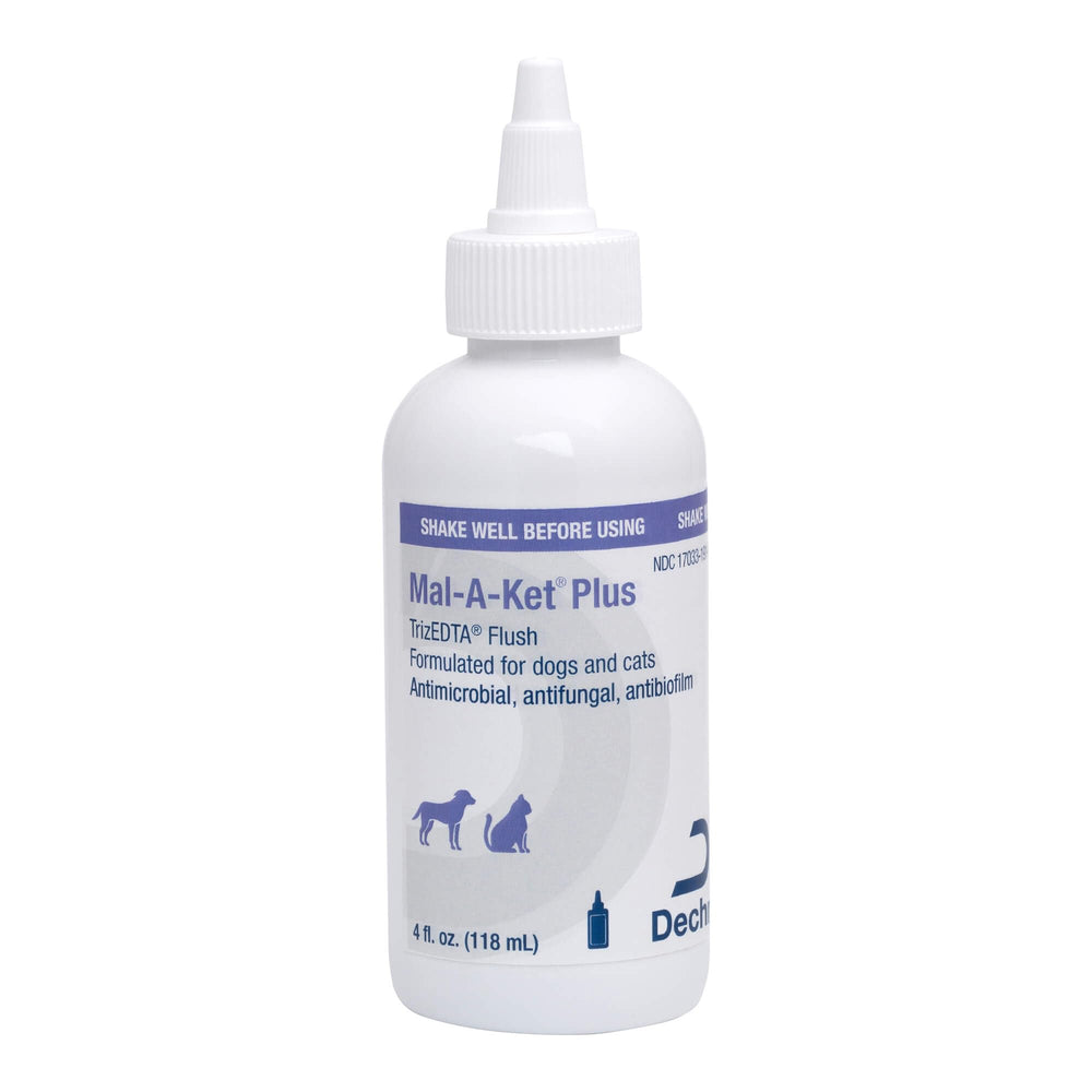 Mal-A-Ket Plus TrizEDTA flush bottle for gentle ear and skin care.