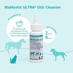 MalAcetic Ultra cat ear cleanser application close-up for gentle ear care.