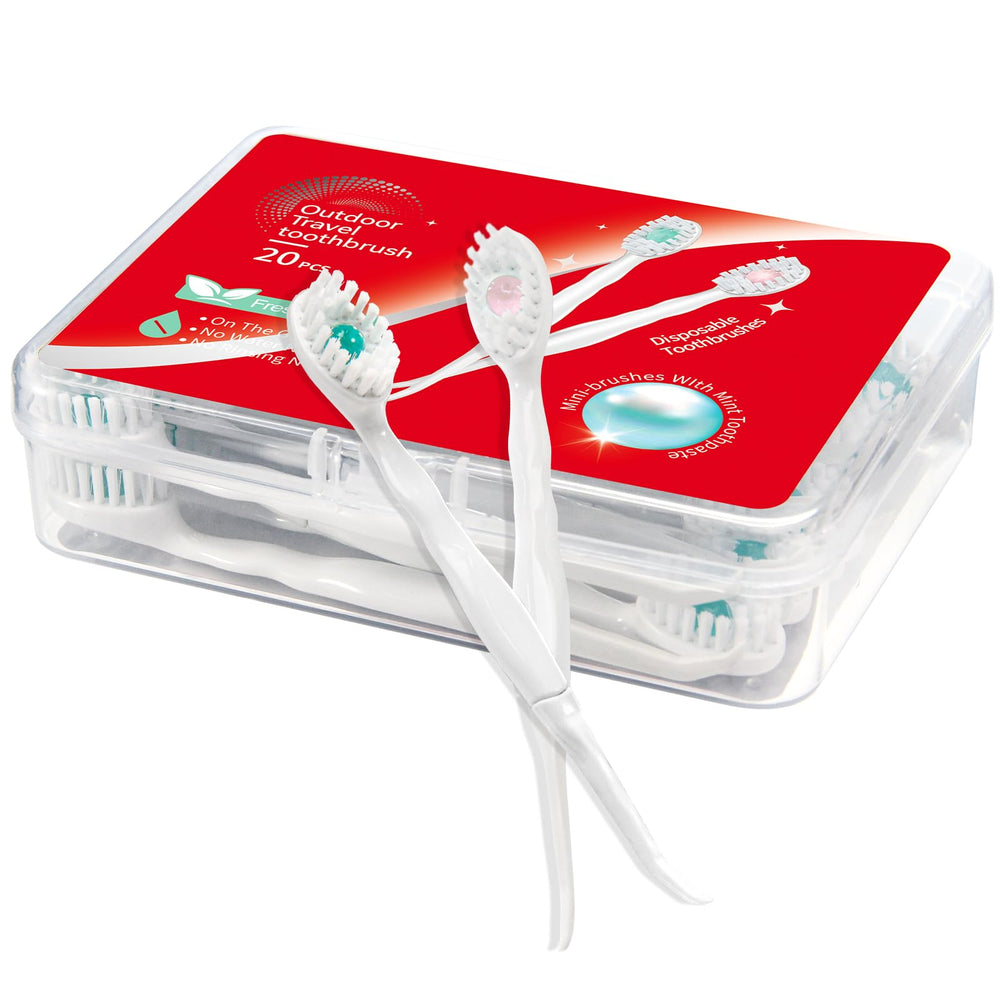 Malisseladi mini disposable toothbrush close-up showing paste beads for quick freshness