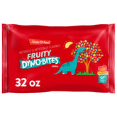 Malt-O-Meal Fruity Dyno Bites cereal bag front with colorful crunch for breakfast.