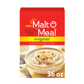 Malt-O-Meal Hot Wheat Cereal box front shows the original flavor for a comforting morning.