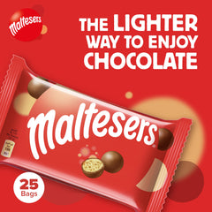 Maltesers milk chocolate coating surrounds an airy, crisp center.