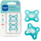 MAM Comfort pacifier 0-3 months with lightweight nipple for easier newborn use.