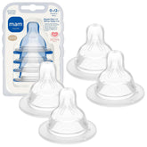 MAM flat-symmetrical design nipple promotes comfortable latch for calm feeds