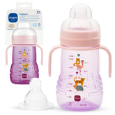 Mam Trainer Cup showing spill-free nipple design for easy feeding transitions.