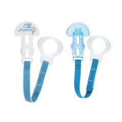 MAM universal pacifier clip 2-pack on white background keeps pacifiers secure and reachable