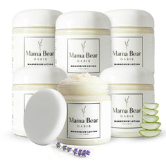 Mama Bear Oasis magnesium lotion jar with lavender for daily hydration
