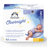 Mama Bear Overnight Diapers Size 5 front view showing full coverage for overnight protection.