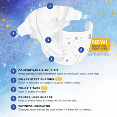 Mama Bear Overnight Diapers Size 5 side view highlighting contoured, snug fit.