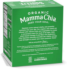 Illustration of kale, spirulina, chlorella with Mamma Chia Green Magic branding.