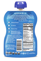 Mamma Chia Organic Prebiotic Squeeze pouch open with vibrant blueberry acai flavors for quick fueling