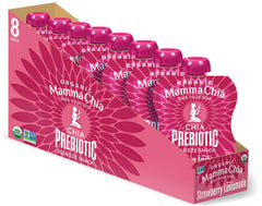 Mamma Chia Organic Prebiotic Squeeze Strawberry Lemonade pouch front, ideal for on-the-go fiber.