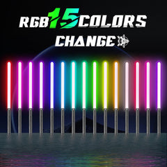 MAMXUAN lightsaber rgb-15-colors LED palette enhances cosplay scenes.