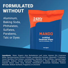 Mando Deodorant Wipes foam texture close-up shows gentle effectiveness.