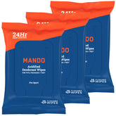 Mando Deodorant Wipes pack, 3-count, ideal for on-the-go odor control.