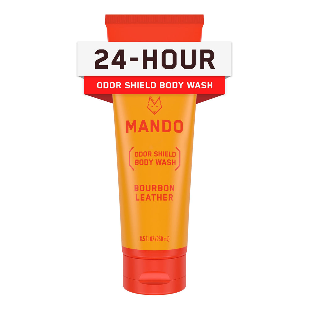 Mando Odor Shield bottle pour signaling odor-control during shower time