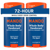Mando Pro Sport deodorant stick 2-pack on shelf for all-day odor control