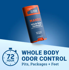 Mando Pro Sport packaging box highlighting aluminum-free formula and 72-hour odor protection
