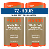 Mando unscented solid stick close-up with smooth texture for easy application.