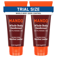 Mando whole body deodorant mini travel size tube for on-the-go odor control.