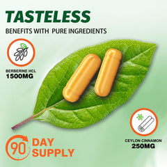 Manewu Berberine capsules dispensing with cinnamon-bergamot for antioxidant support.