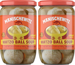Manischewitz Matzo Ball Soup jar—ready-to-heat comfort for a quick, wholesome meal.