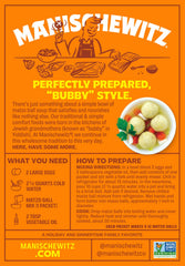 Serving bowls of Matzo Ball Soup made with Manischewitz mix.
