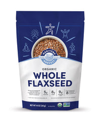 Manitoba Harvest flaxseed bag closeup for convenient organic protein boost
