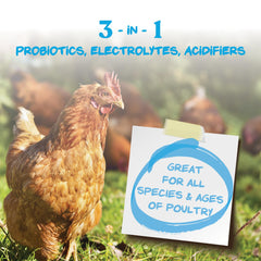 Manna Pro Hydro-Hen powder dissolves quickly in water to aid hydration.