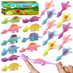 Mantyplay dinosaur slingshot finger toy in a gift box for Easter egg fillers and play.