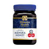 Manuka Health UMF 10+/MGO 263+ jar showing authentic New Zealand honey with high potency.