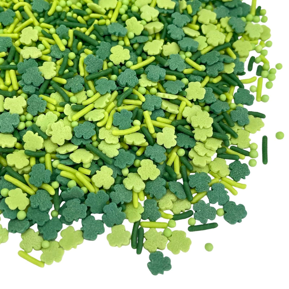 Manvscakes Shamrock Sprinkles in a bowl ready for decorating treats.