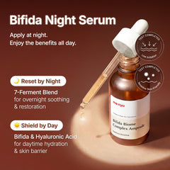 Manyo Bifida Biome Complex night routine application highlights easy evening skincare steps.
